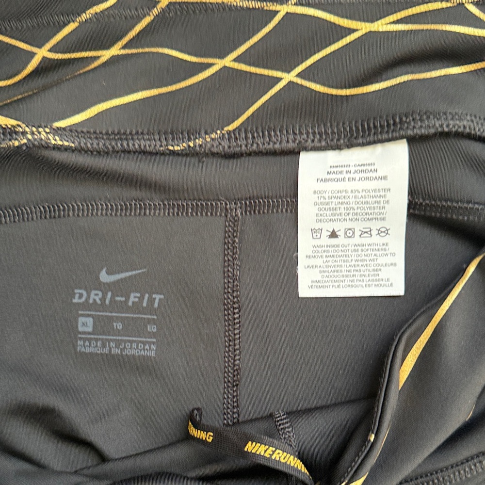 Nike Running Icon Clash Fast Dri-Fit Tight sz XL Black Gold Running Metallic - Picture 10 of 14